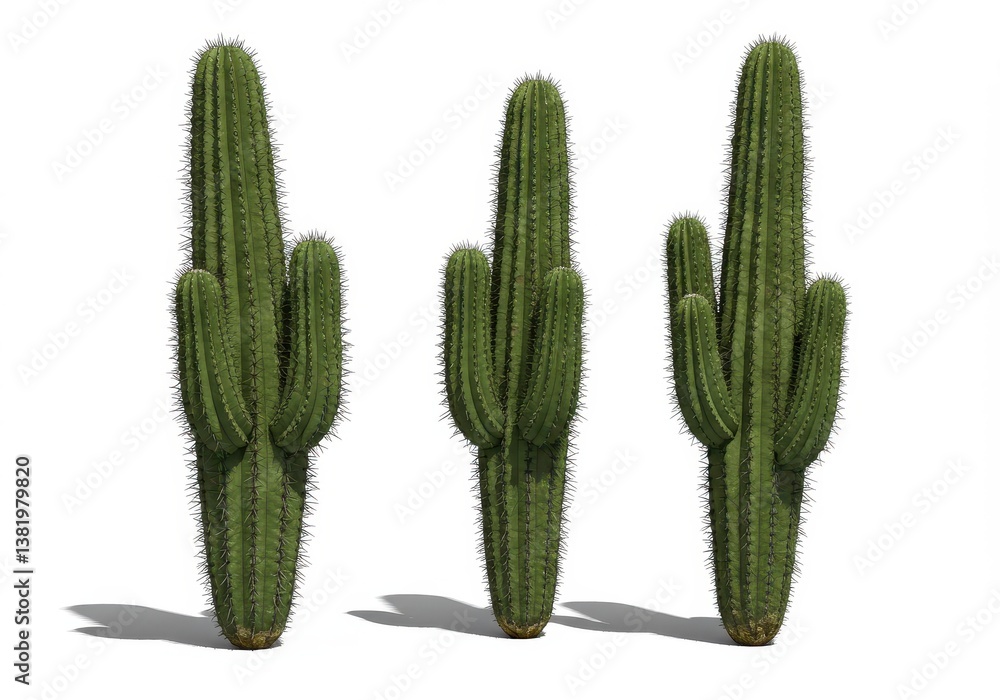 Desert landscape three towering saguaro Desert landscape three towering saguaro