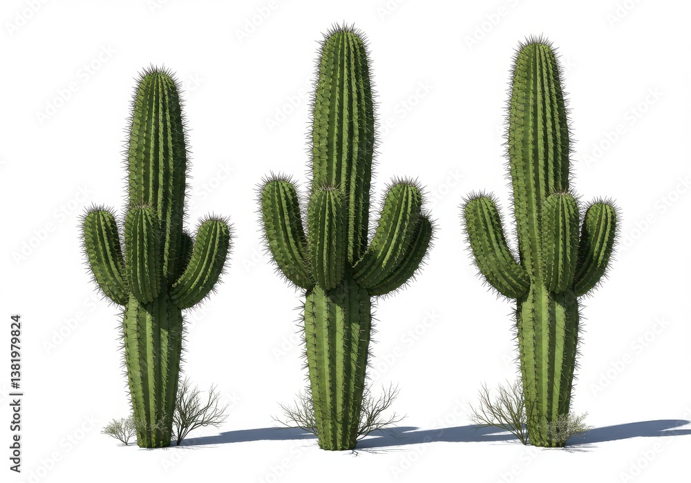 Desert landscape three towering saguaro Desert landscape three towering saguaro