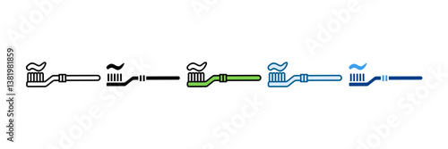 Toothbrush Icon Set Multiple Style Collection