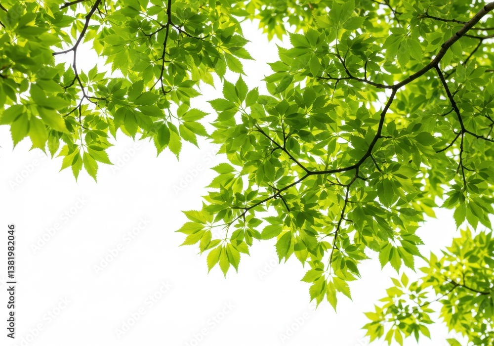 Fototapeta premium Green leafy branches vibrant foliage