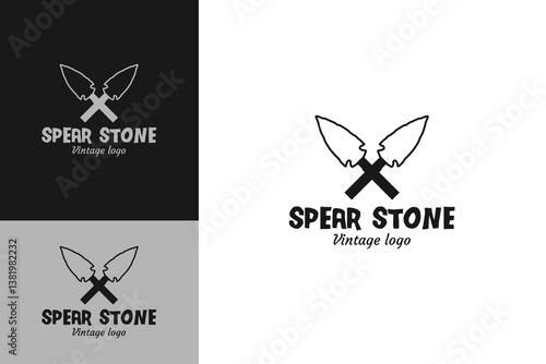 Spear stone logo design template vector symbol illustration