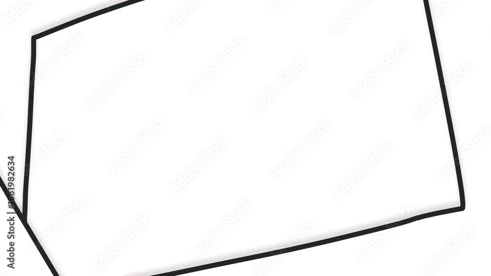 On the screen, a thin angular line with a shadow forms a frame.