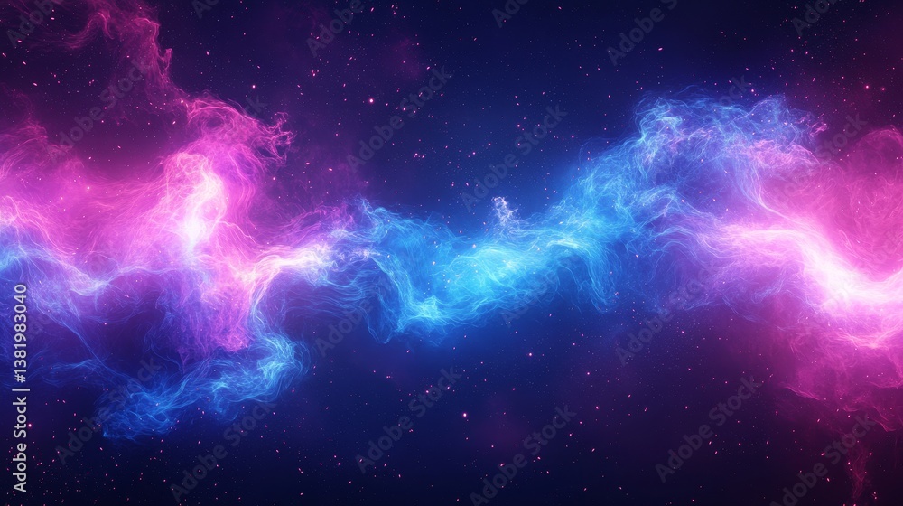 Obraz premium Vibrant cosmic nebula with pink and blue swirling clouds in space