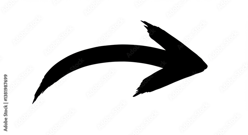 Fototapeta premium Black curved arrow hand-drawn style