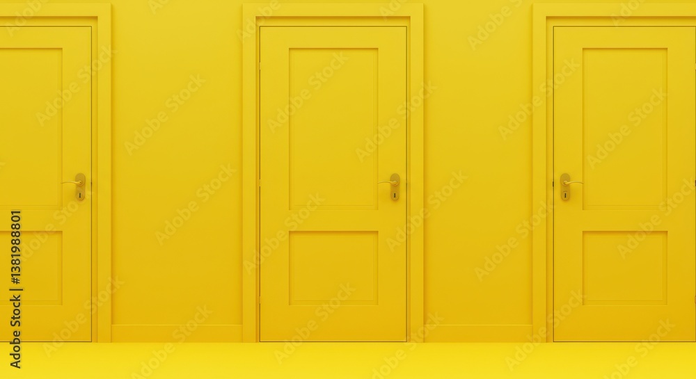 Yellow door multiple angles opening Yellow door multiple angles opening