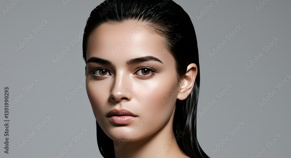 Naklejka premium Woman with portrait, beauty, and studio.