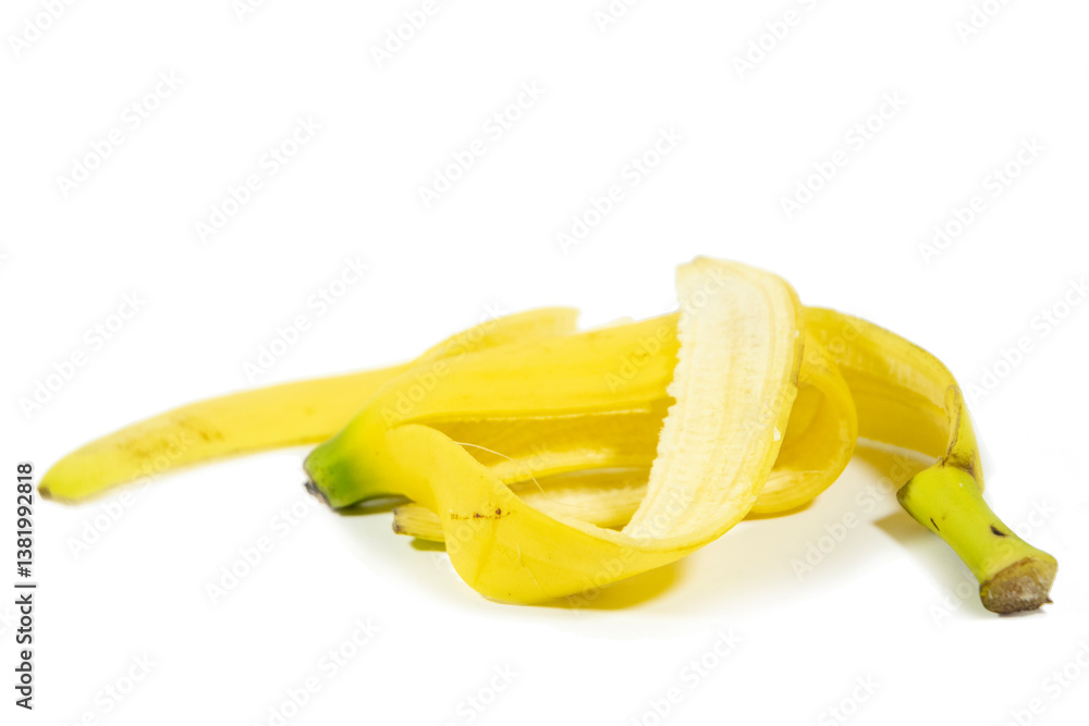 Yellow banana skin isolated