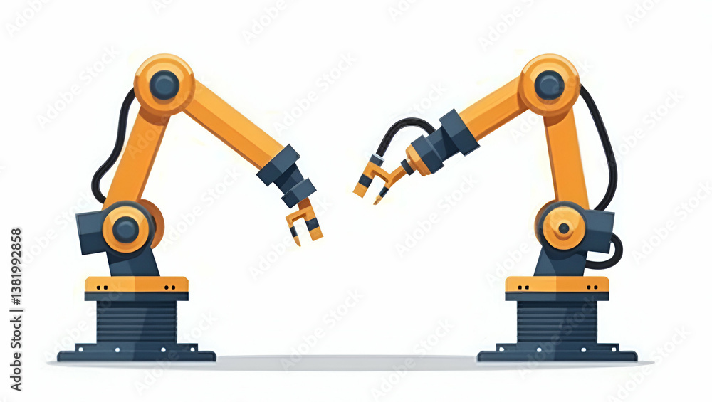 Cute Vector Illustration of Advanced Industrial Robotic Arms: Optimizing Manufacturing with Precision Design and Integrated Control Systems Cute Vector Illustration of Advanced Industrial Robotic Arms: Optimizing Manufacturing with Precision Design and Integrated Control Systems