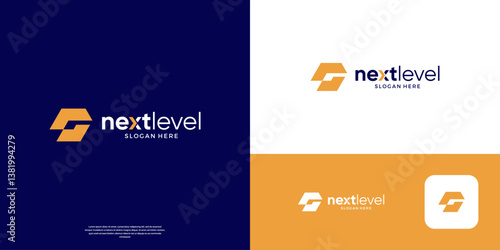 Letter G arrow up right logo.Geometric arrow shape with flat minimalist. Usable for business, start up and technology logos.