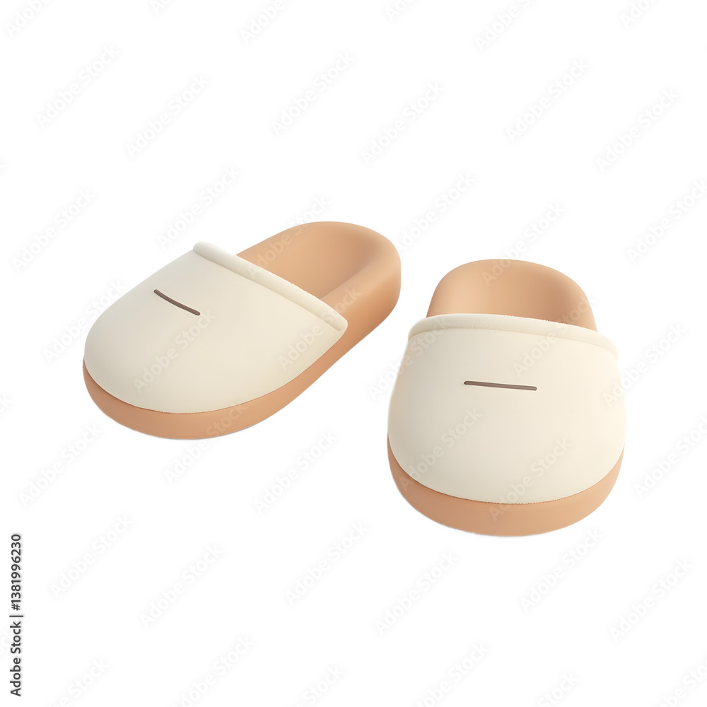 Cozy Cream and Beige Slippers 3D Render Cozy Cream and Beige Slippers 3D Render