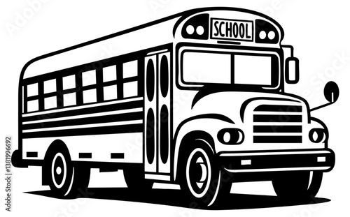 School Bus Truck Vehicle Logo Sign Graphic Silhouette Shape Clipart Digital Art Illustration