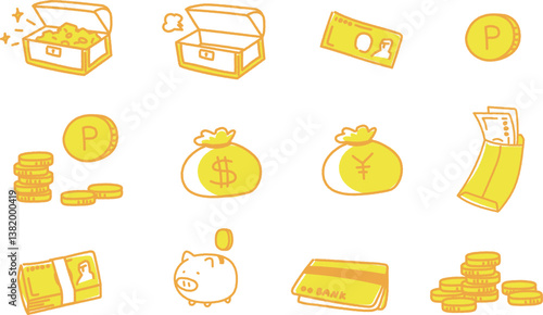 お金のイメージベクターイラストセット