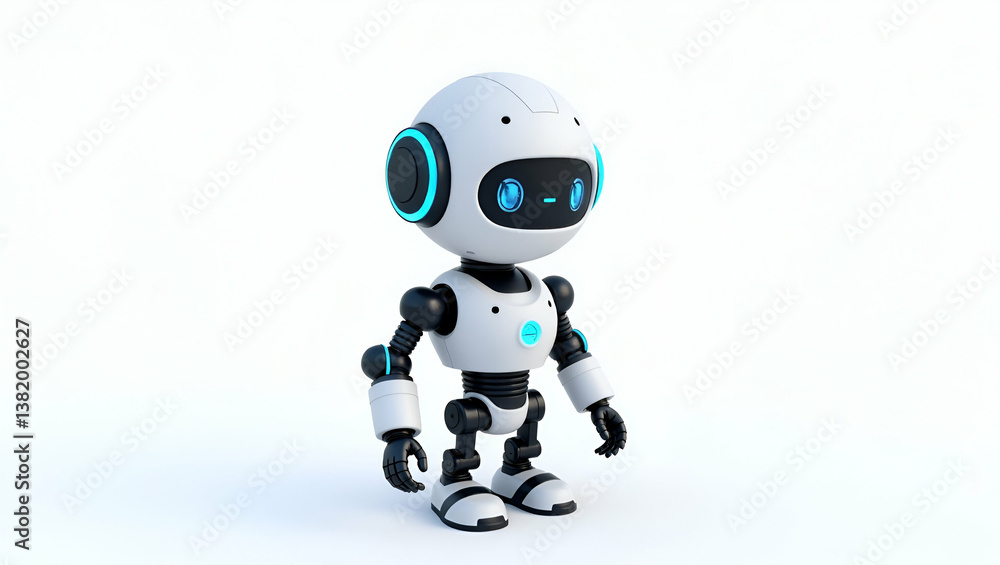 3D Icon of Advanced Neural Network Robotics: Cute Design Showcasing Deep Learning Algorithms and Sensor Fusion for Intelligent Automation in Complex Tasks on a White Background 3D Icon of Advanced Neural Network Robotics: Cute Design Showcasing Deep Learning Algorithms and Sensor Fusion for Intelligent Automation in Complex Tasks on a White Background
