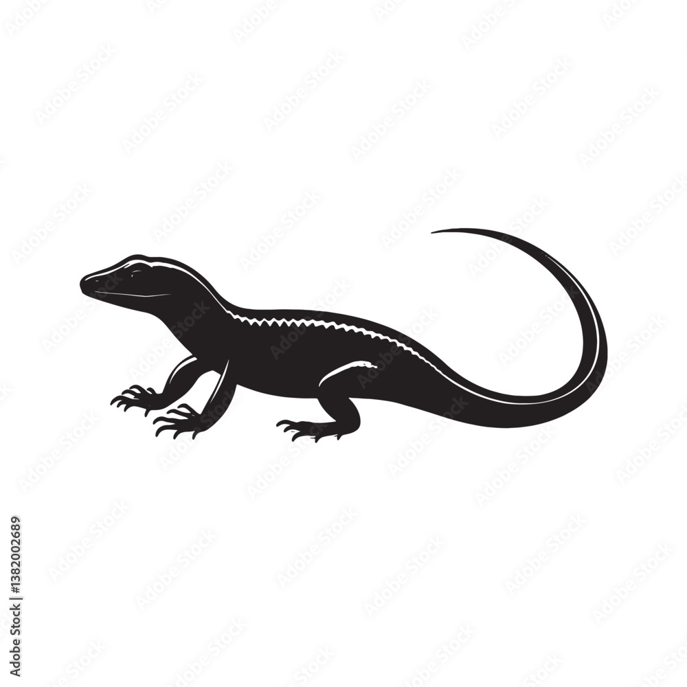 Fototapeta premium Wildlife Silhouette Skink on Rock