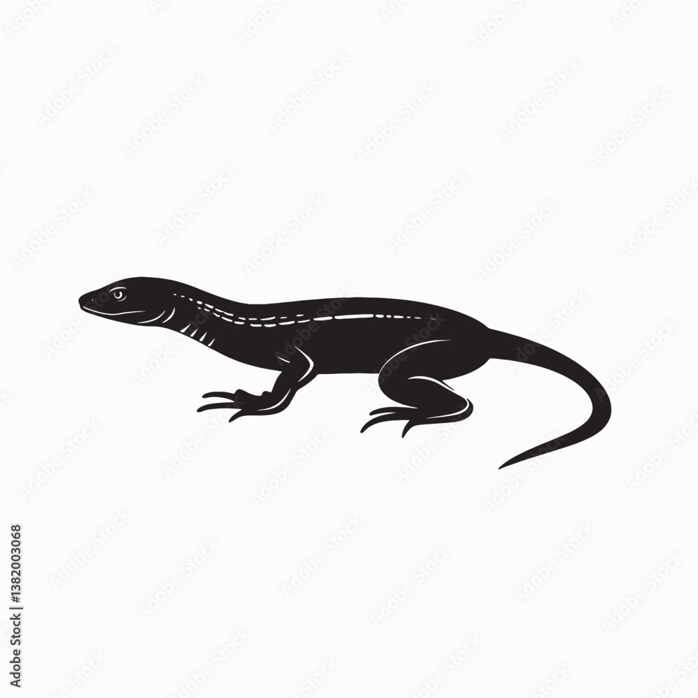 Fototapeta premium Gecko-Like Skink Silhouette on Wall 