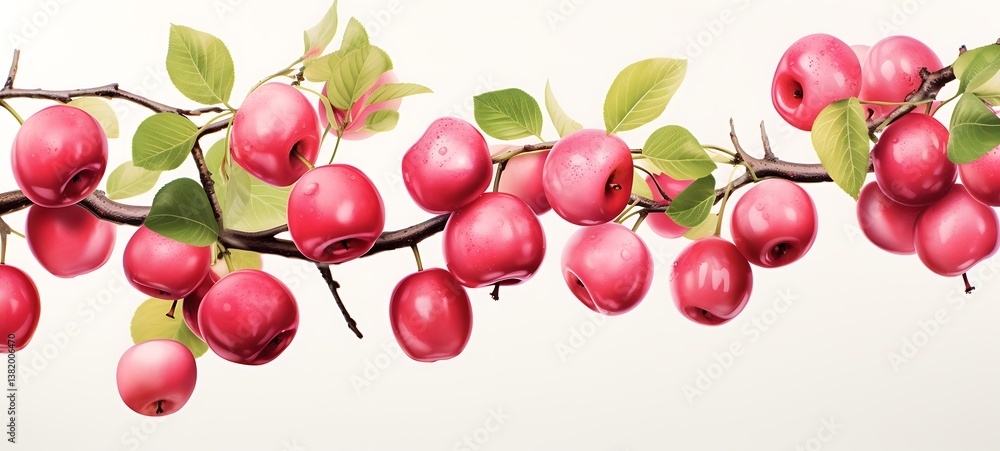 White background with drawings of colorful Crab apples for children, ai generative White background with drawings of colorful Crab apples for children, ai generative