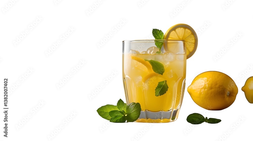 Fototapeta premium Refreshing Lemonade Drink with Mint and Lemon.....