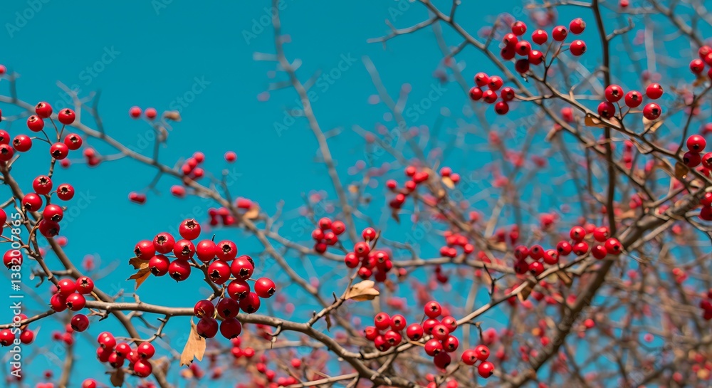 Crimson Jewels Against Azure Sky Winter Berries Bright Blue Day Red Berries Dance In Azure Light A Vivid Canopy Of Winter Fruit Scarlet Clusters Under Clear Skies AI Generated Crimson Jewels Against Azure Sky Winter Berries Bright Blue Day Red Berries Dance In Azure Light A Vivid Canopy Of Winter Fruit Scarlet Clusters Under Clear Skies AI Generated