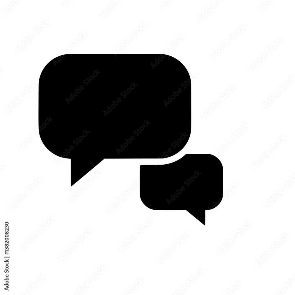 Two Solid Speech Bubbles Vector Icon Two Solid Speech Bubbles Vector Icon