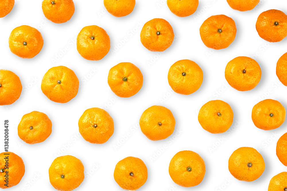 Fototapeta premium Pattern of orange isolated on white background. top view