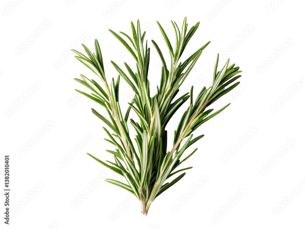 Fototapeta premium Fresh rosemary herb condiment cut out background for food photography culinary arts natural ingredients