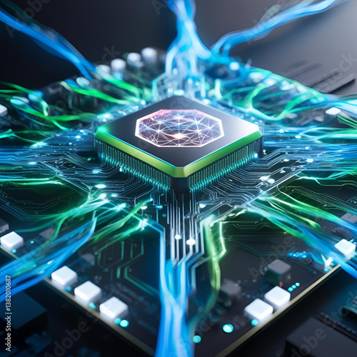 Quantum computer processor with light paths and energy fields
