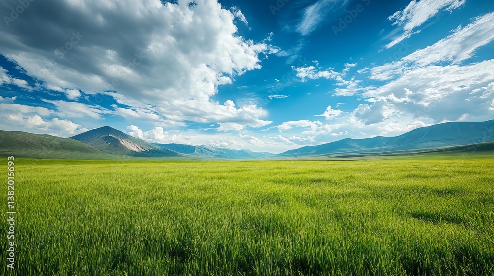 Serene Green Meadow Landscape Stunning Mountain Range Background Picturesque Summer Day Nature Scenery Breathtaking View Beautiful Cloudscape Serene Green Meadow Landscape Stunning Mountain Range Background Picturesque Summer Day Nature Scenery Breathtaking View Beautiful Cloudscape