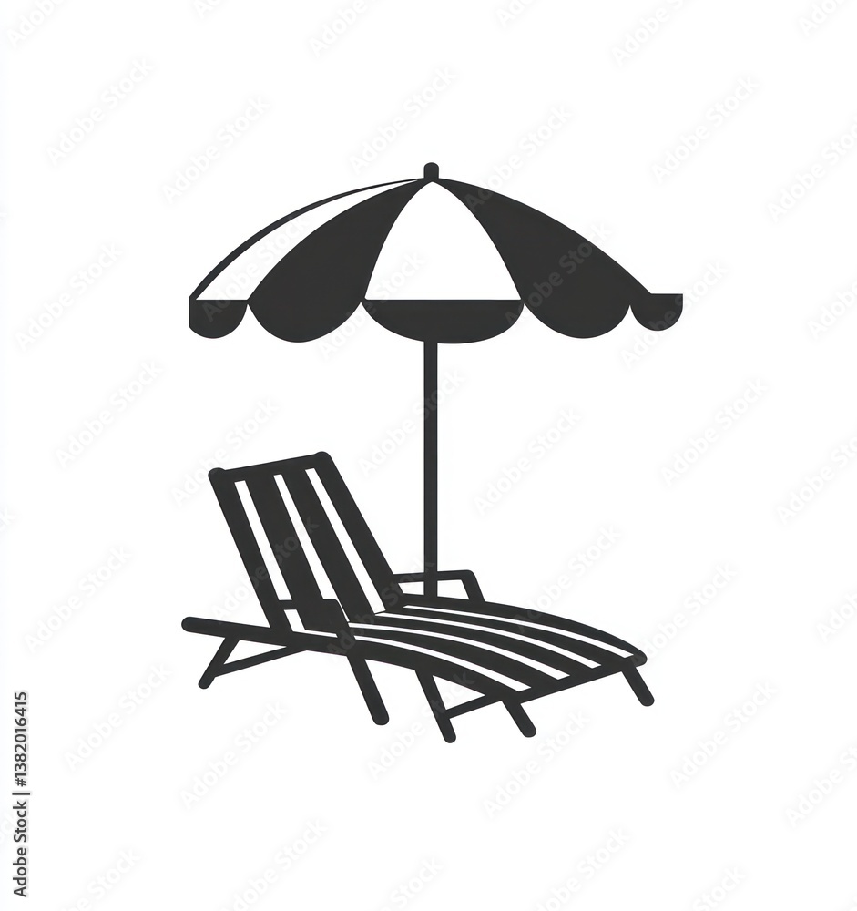 Beach Umbrella and Lounger Beach Umbrella and Lounger