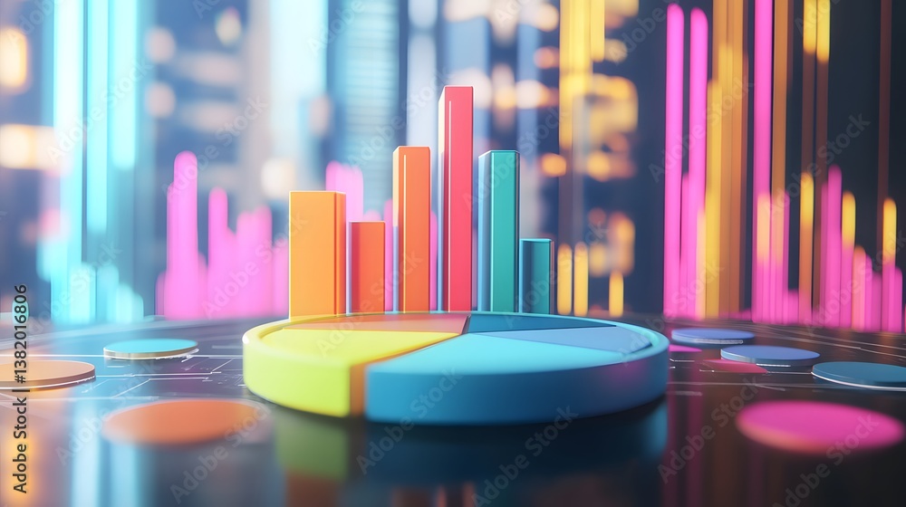 Obraz premium Colorful 2025 Forecast Pie Chart Visualization for Business and Financial Concepts