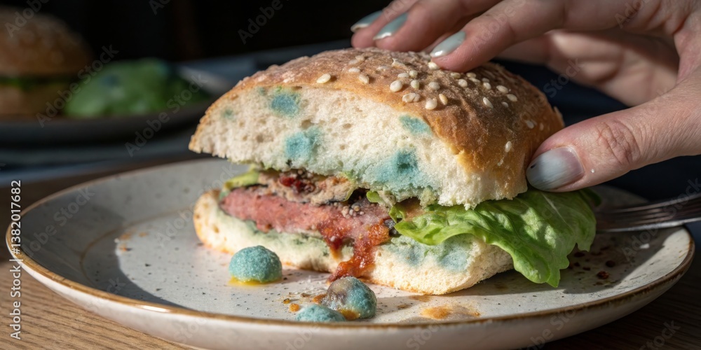 Moldy hamburger reveals neglect in food safety standards at a local diner