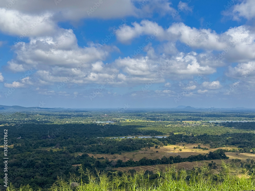 Obraz premium シギリヤロックの頂上からの眺め、世界遺産、スリランカ