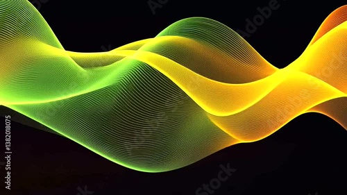 Abstract wave design in vibrant green and orange colors, creating a dynamic visual effect