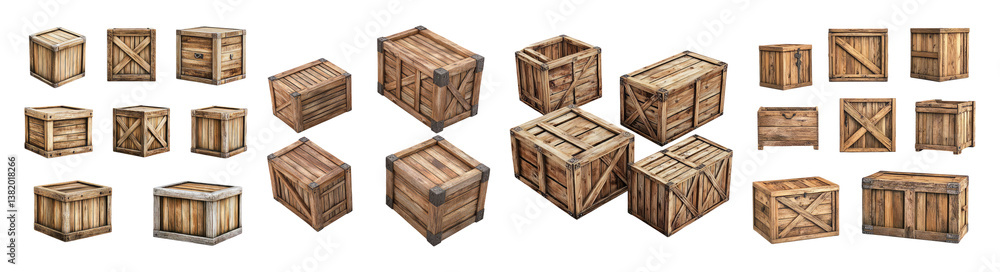 Collection of Wooden Crates for Storage and Transportation Use, PNG bundle collection, Isolated on Transparent Background Collection of Wooden Crates for Storage and Transportation Use, PNG bundle collection, Isolated on Transparent Background