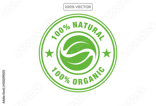 100 percent natural stamp vector logo template