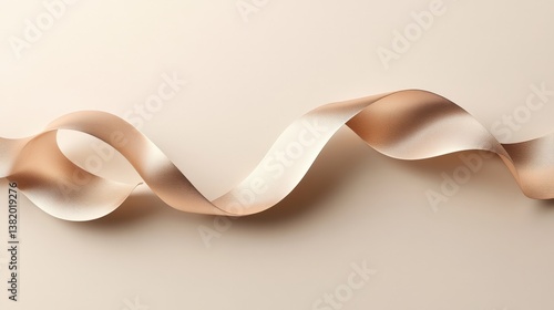 Elegant Ribbon in Warm Hues: A flowing ribbon of satin material, bathed in soft lighting. Creating a graceful and artistic composition of curves and shadows.