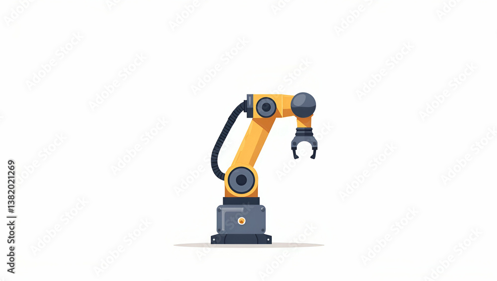 Explore our flat illustration showcasing advanced industrial robotic arms, designed for precision and optimized automation in manufacturing. Explore our flat illustration showcasing advanced industrial robotic arms, designed for precision and optimized automation in manufacturing.