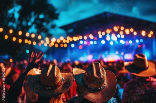 A country music festival in Texas, with a crowd waving