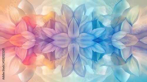 Floral Symphony: A mesmerizing display of symmetrical floral patterns, blending vibrant hues of red, orange, yellow, and blue.