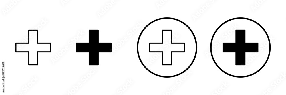 Plus icon vector. Add plus sign and symbol Plus icon vector. Add plus sign and symbol