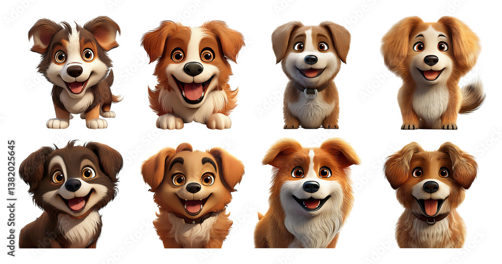 Adorable Cartoon Dogs Displaying Various Happy Expressions, PNG bundle collection, Isolated on Transparent Background Adorable Cartoon Dogs Displaying Various Happy Expressions, PNG bundle collection, Isolated on Transparent Background
