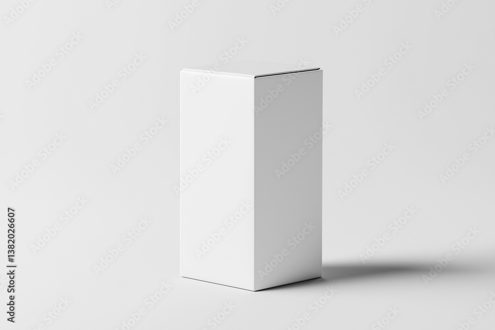 Minimal tall white product box mockup with clean background. Minimal tall white product box mockup with clean background.