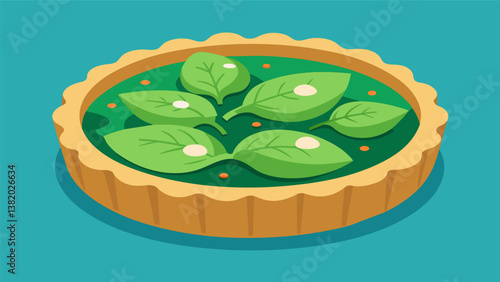 A spinach and goat cheese quiche made with whole wheat crust for a delicious and proteinpacked snack to refuel after a tough workout.. Vector illustration