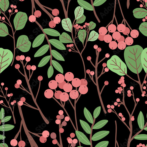 seamless pattern with red flowers