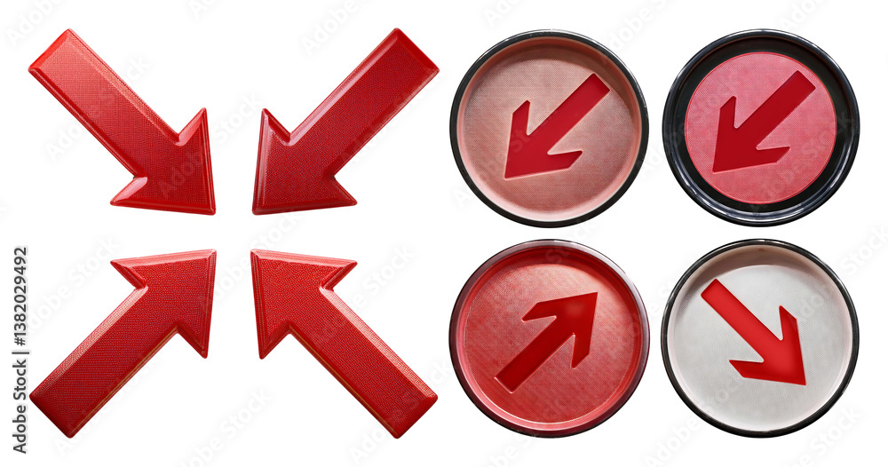 Red Arrow Icons Indicating Directional Movement and Convergence Ideas, isolated on transparent background Red Arrow Icons Indicating Directional Movement and Convergence Ideas, isolated on transparent background