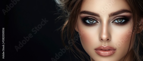 Wallpaper Mural Close Up Portrait of Woman with Dramatic Eye Makeup and Hairstyle Torontodigital.ca