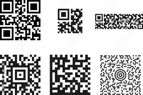 いろいろな種類の、二次元コードのイラストセット