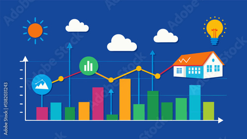 A line graph showing the fluctuations in energy usage throughout the day allowing consumers to see patterns and adjust accordingly.. Vector illustration