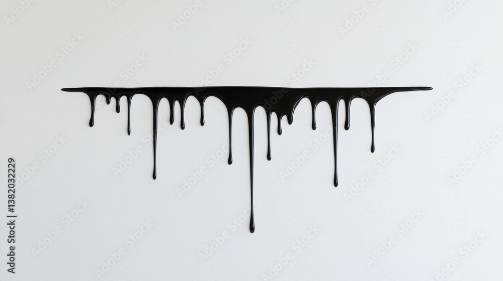 Dripping black paint creates artistic effect white wall, showcasing modern and minimalist design. contrast evokes sense of creativity Dripping black paint creates artistic effect white wall, showcasing modern and minimalist design. contrast evokes sense of creativity