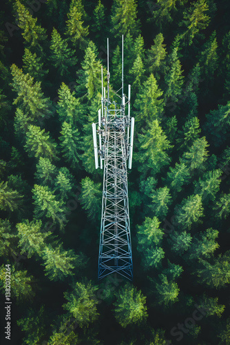 Wallpaper Mural Telecommunication tower rising above the green forest canopy connecting remote areas Torontodigital.ca