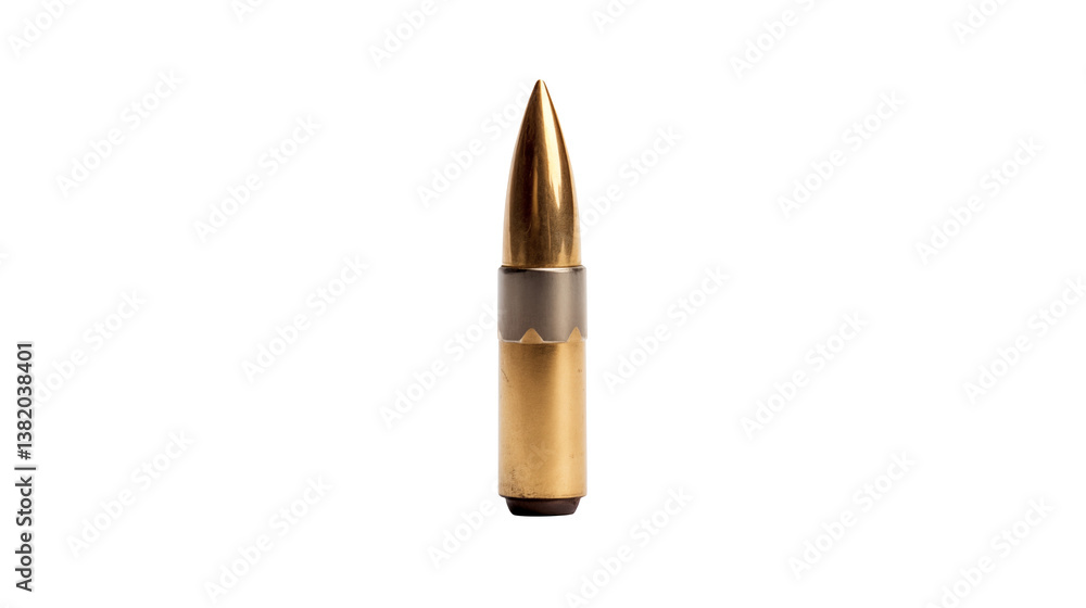 Isolated single bullet with golden casing on black background Isolated single bullet with golden casing on black background